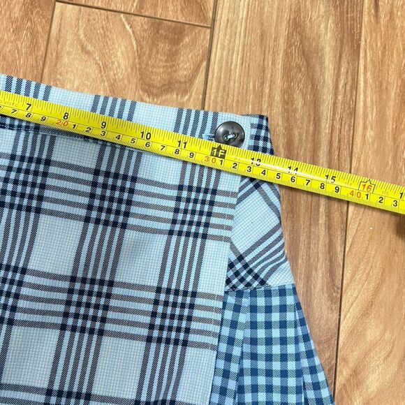 Urban Outfitter Pleated Mini Skirt Size M Blue Plaid Gingham Preppy School Girl - Picture 3 of 7